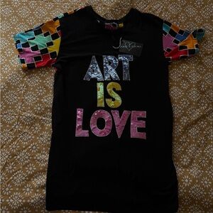 Art Is Love Sequin Tee with Colorblock Sleeves